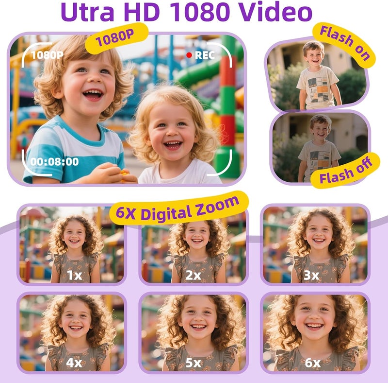 FOUGSTA Kids Instant Print Camera for Boys and Girls 1080P HD Toddler Digital Camera with 3 Rolls Print Paper&32G Card, Christmas Birthday Gift Toys for Age 3-16 Kids Portable Travel Digital Camera Toy - Image 5